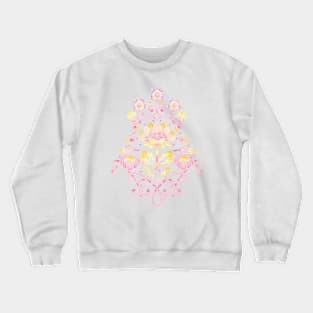 Damask Rose Motif Crewneck Sweatshirt